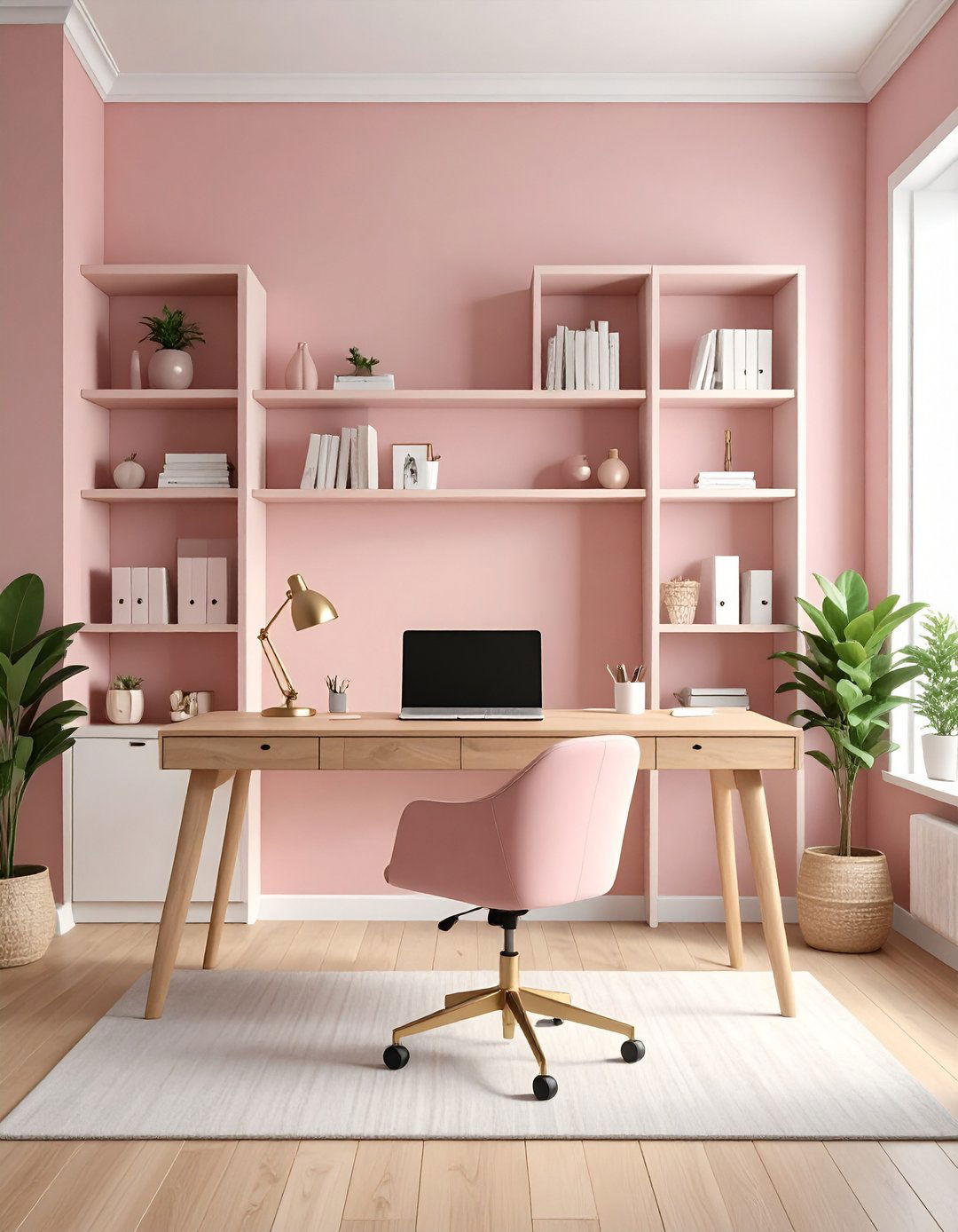 Dusty Pink Home Office - 24 Pink Room Ideas