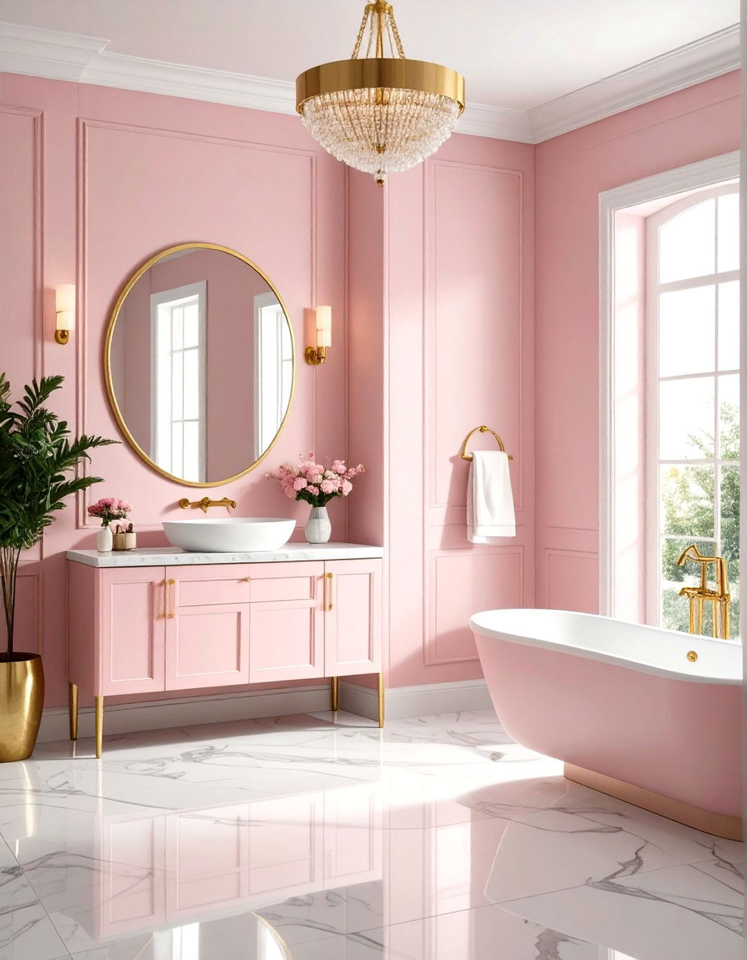 Dusty Pink Powder Room Drama - 24 Monochromatic Color Schemes for Rooms