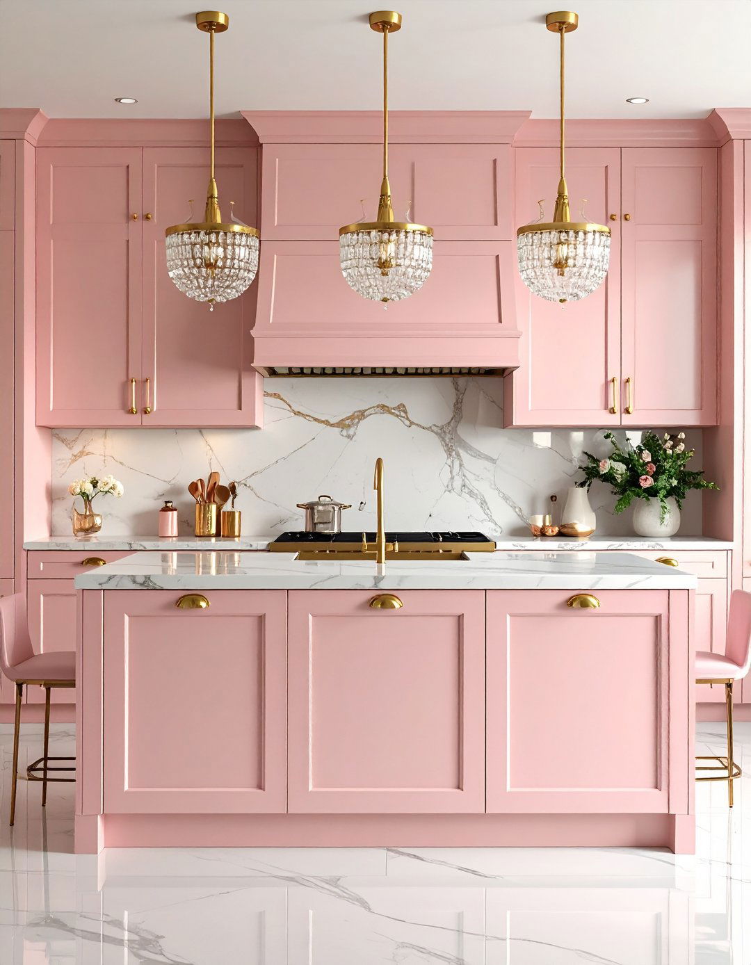 Dusty Pink and Gold Glam Kitchen - 24 Pink Kitchen Ideas