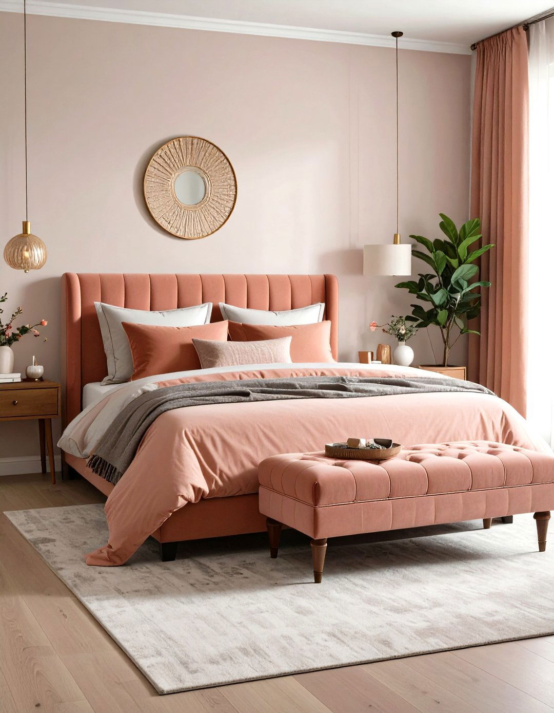 Dusty Rose Ottoman Bench with Functional Style - 24 Dusty Rose Bedroom Ideas