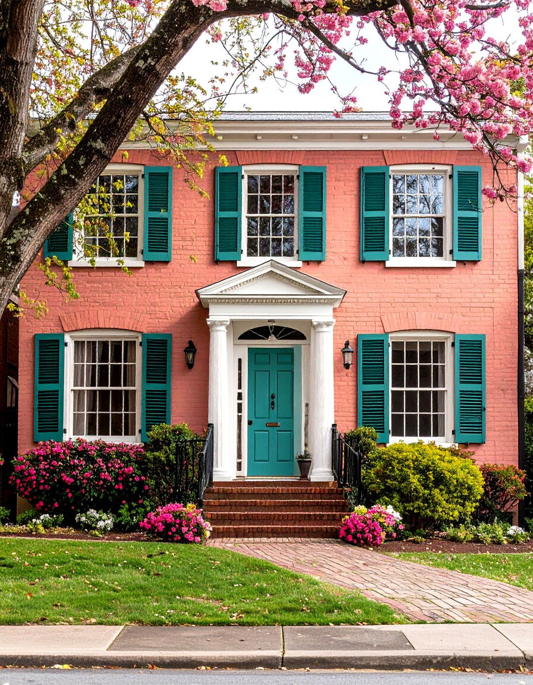 Dusty Rose Romantic Revival - 24 Painted Brick Houses