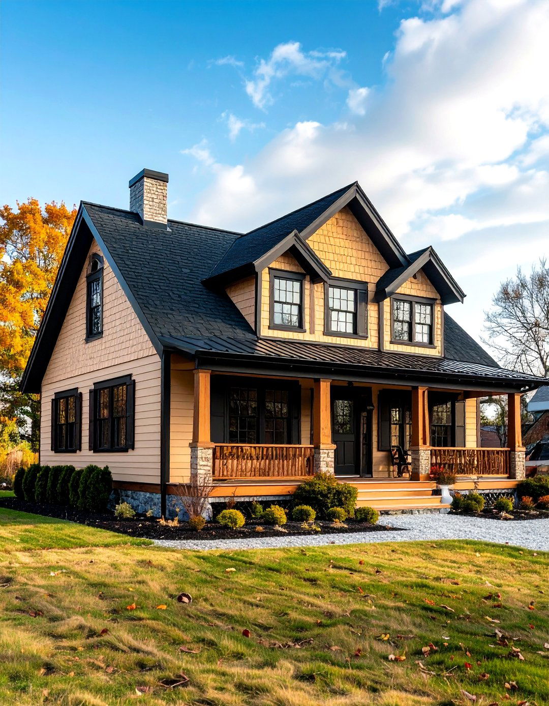 Dutch Colonial Gambrel Roofs - 24 beige and black house exterior ideas