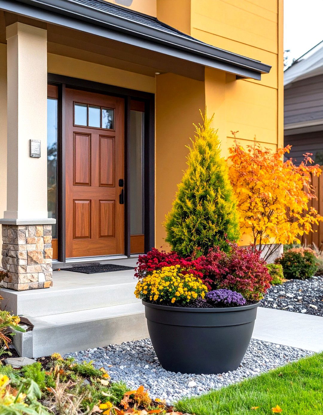 Dwarf Conifer Winter Transition Container - 24 Fall Planter Ideas