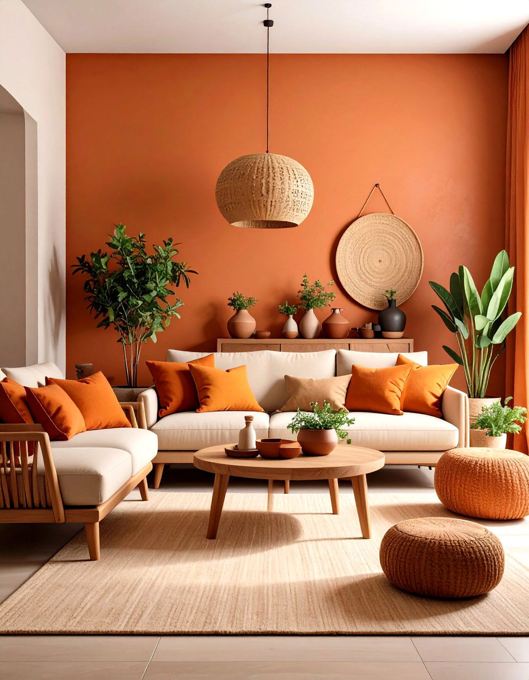 Earth Tone Accent Living Room - 24 Organic Modern Living Room Design Ideas