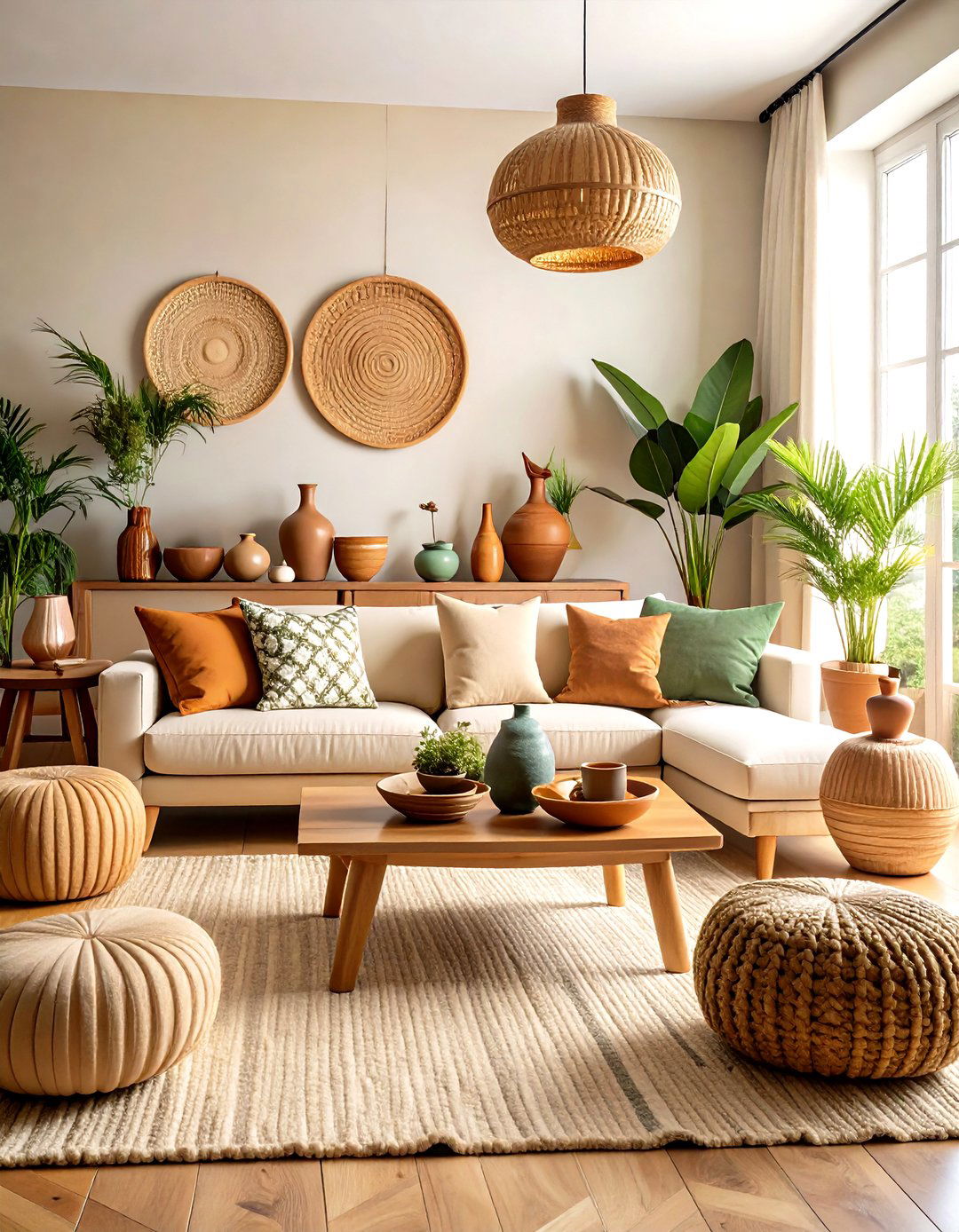 Earth Tone Ceramic Pottery Living Room Decor - 24 Earthy Living Room Decor Ideas