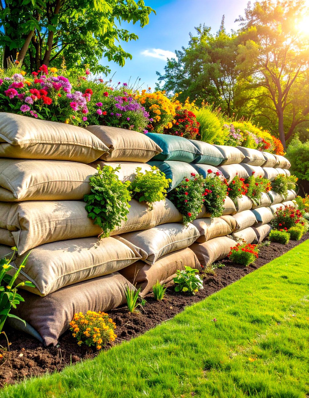 Earthbag Retaining Wall - 24 Inexpensive Retaining Wall Ideas