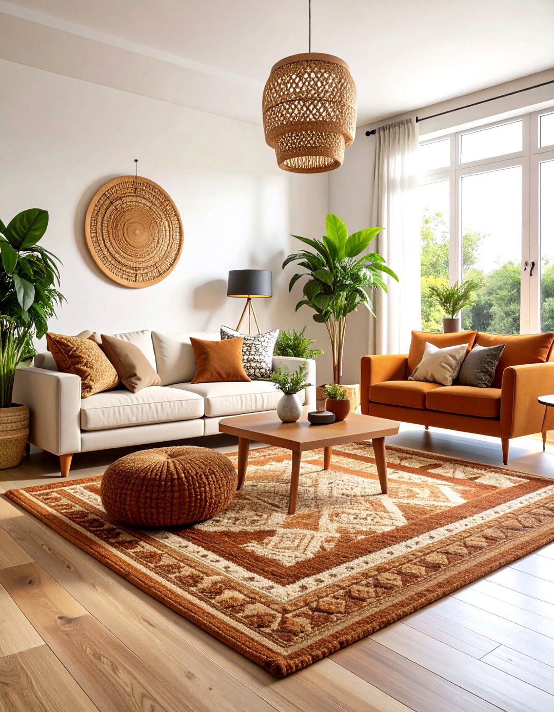 Earthy Brown Tone Foundation Rugs - 24 Living Room Rug Ideas