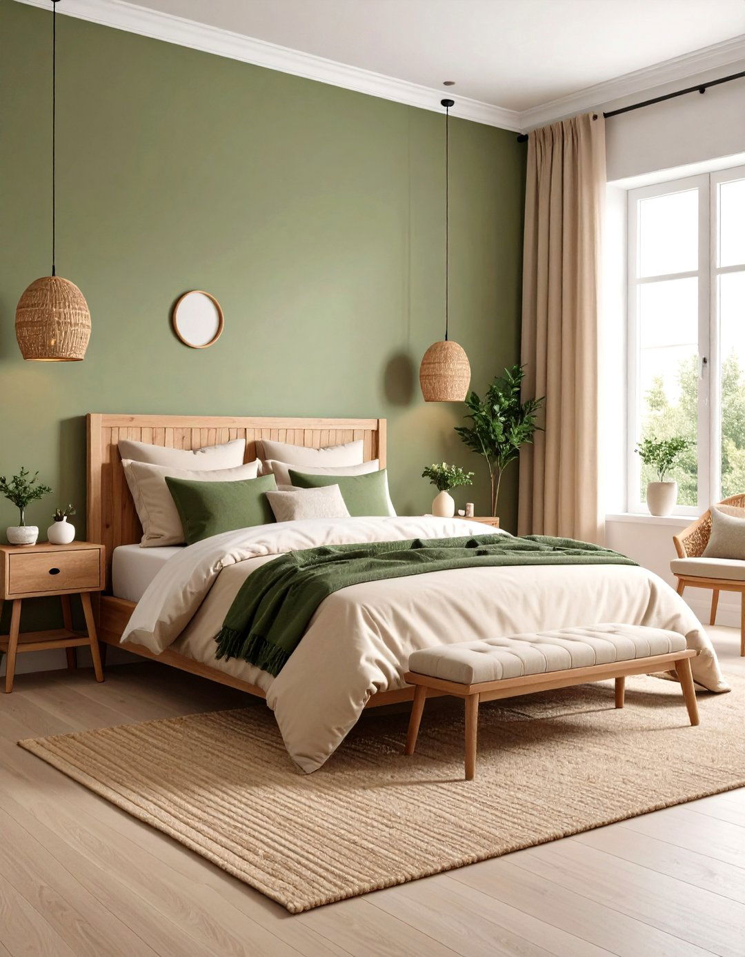 Earthy Green Neutrals Palette - 24 Green Bedroom Ideas