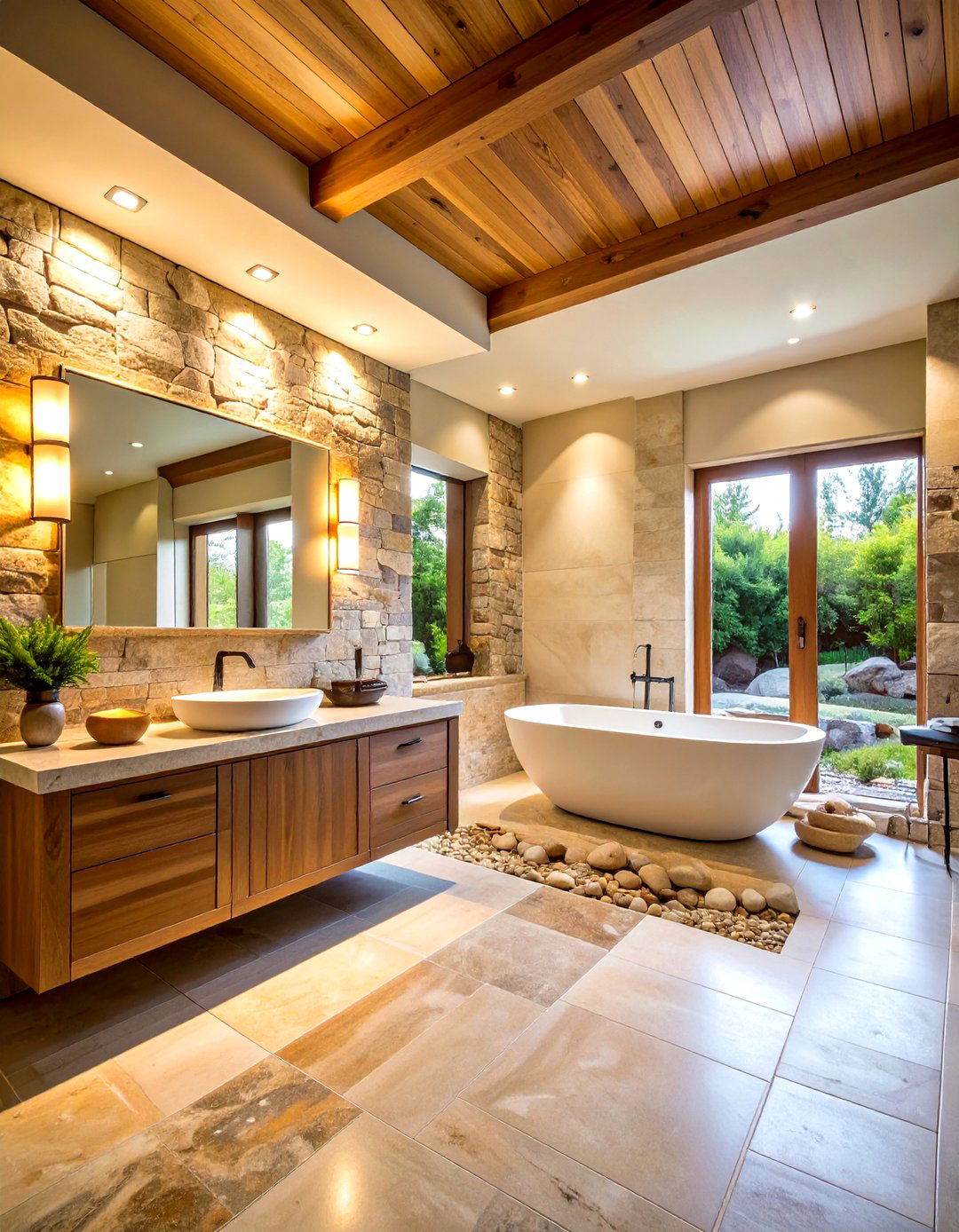 Earthy Natural Stone Bathroom Design - 24 Teen Bathroom Ideas
