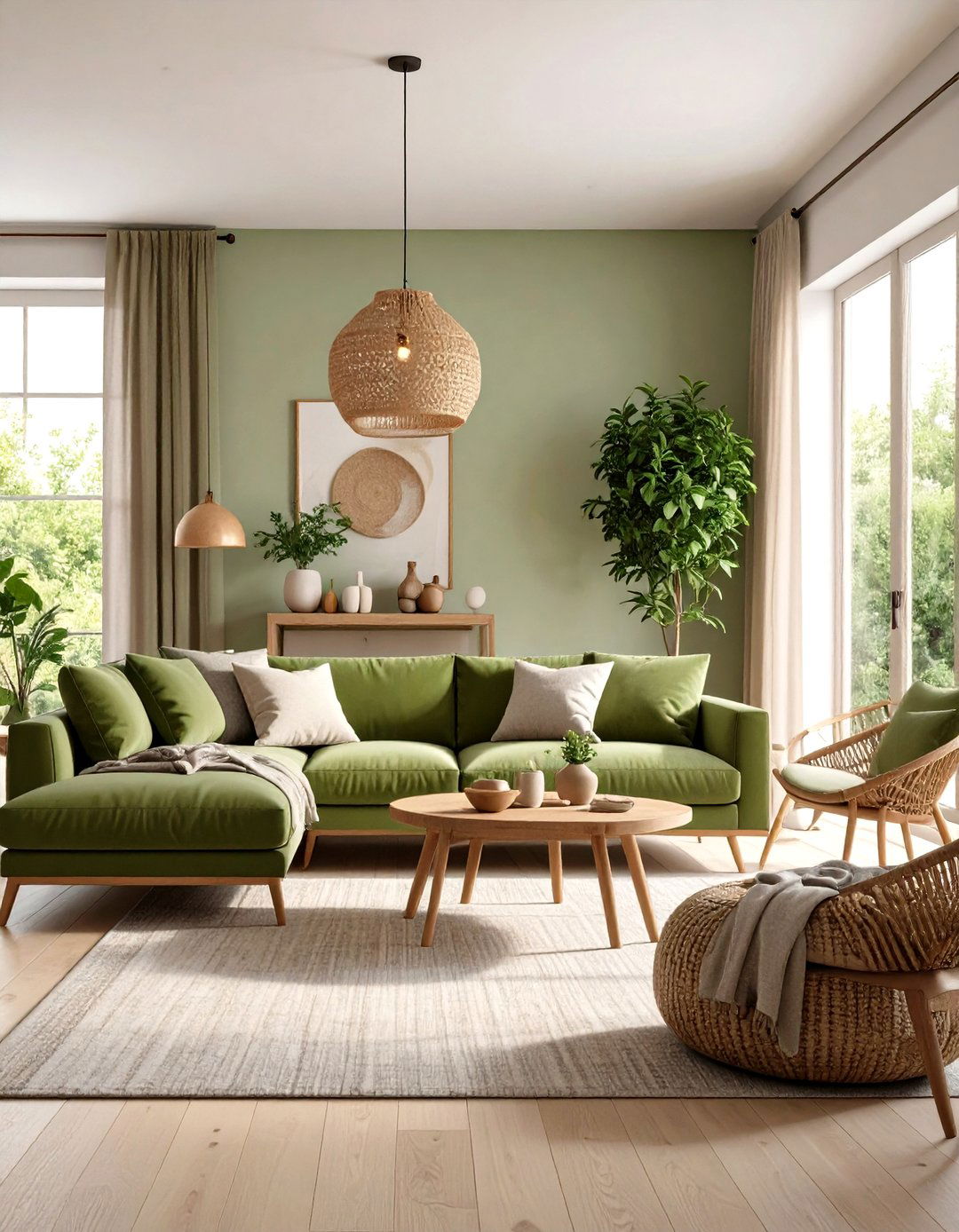 Earthy Olive Green Accents - 24 Mediterranean Living Room Ideas