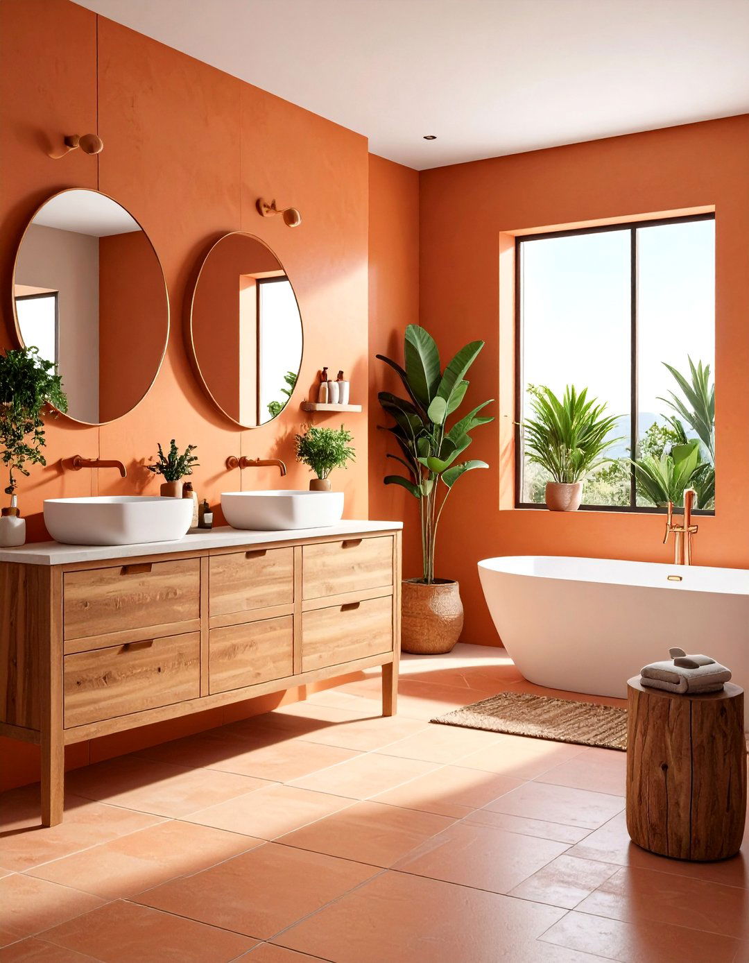 Earthy Terracotta Bathroom - 24 Aesthetic Bathroom Ideas