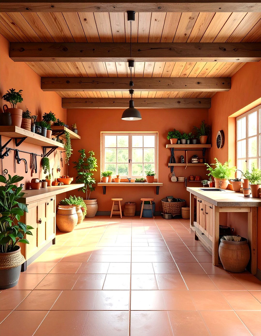 Earthy Terracotta Theme - 24 Garage Wall Paint Ideas