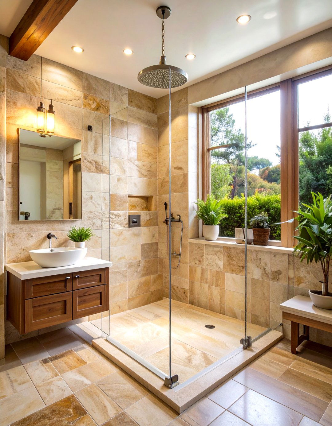 Earthy Travertine Stone Warmth - 24 Walk-in Shower Tile Ideas