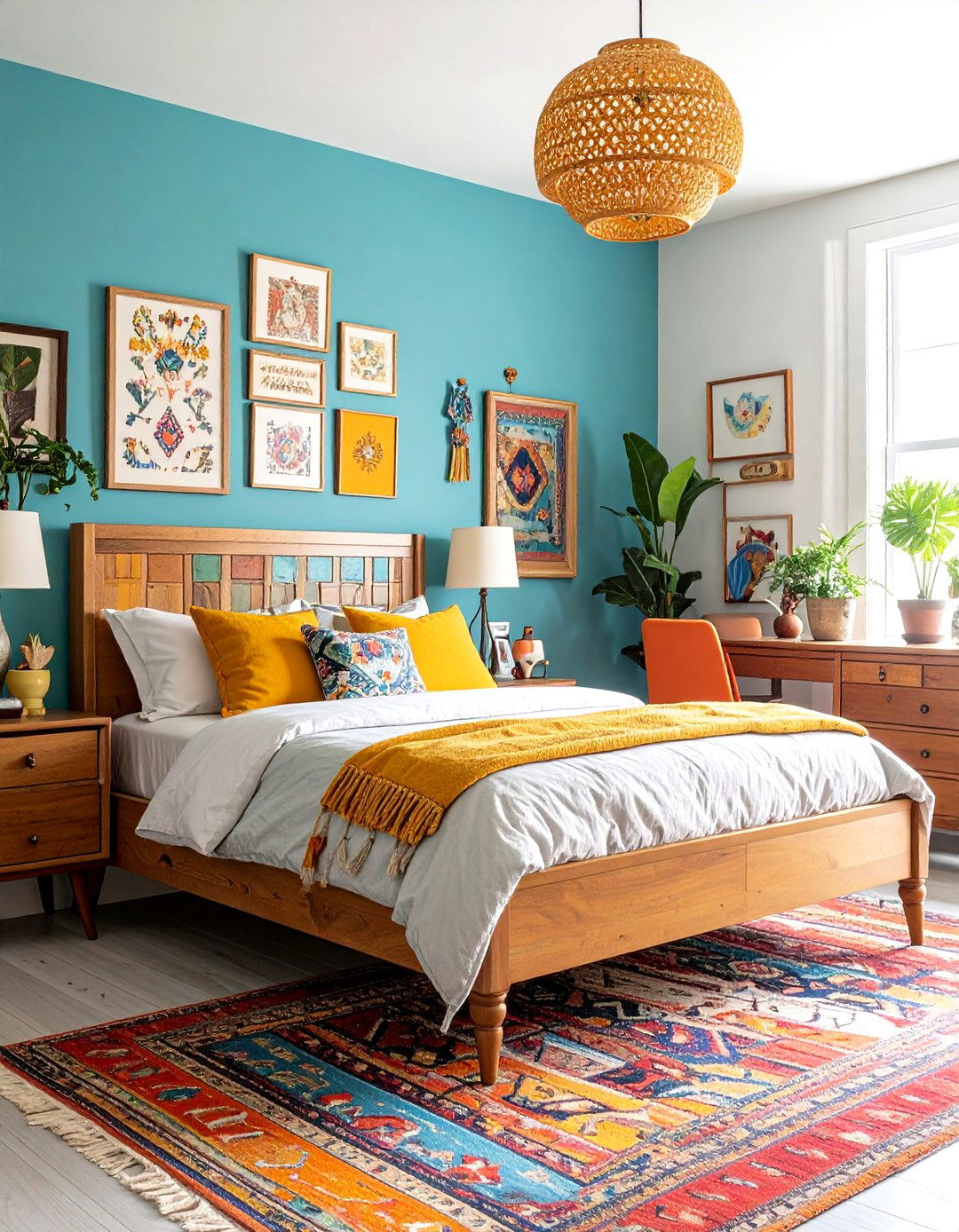 Eclectic Bedroom Office with Mixed Patterns - 24 Bedroom Office Ideas
