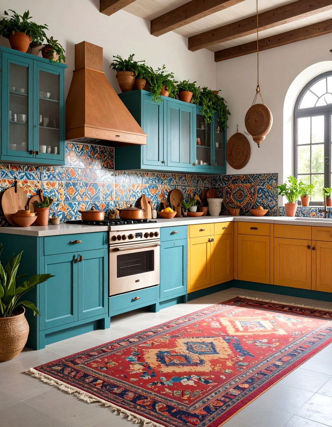 Eclectic Bohemian One Wall Kitchen with Global Influences - 24 One Wall Kitchen Ideas