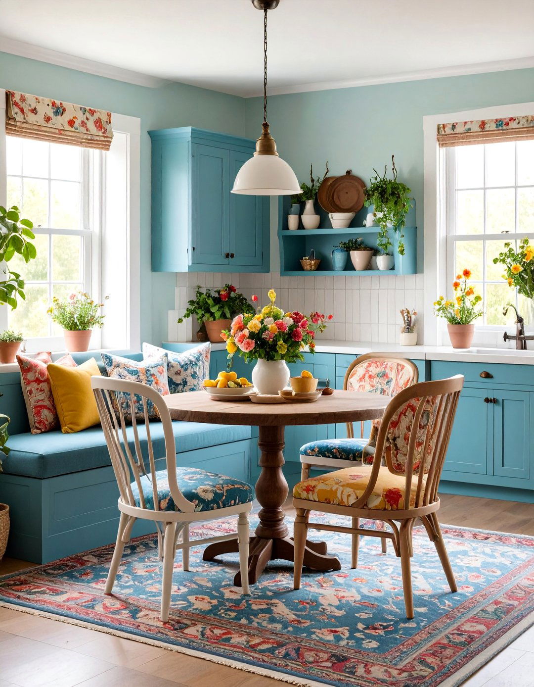 Eclectic Breakfast Nook with Mixed Patterns and Textures - 24 Breakfast Nook Ideas