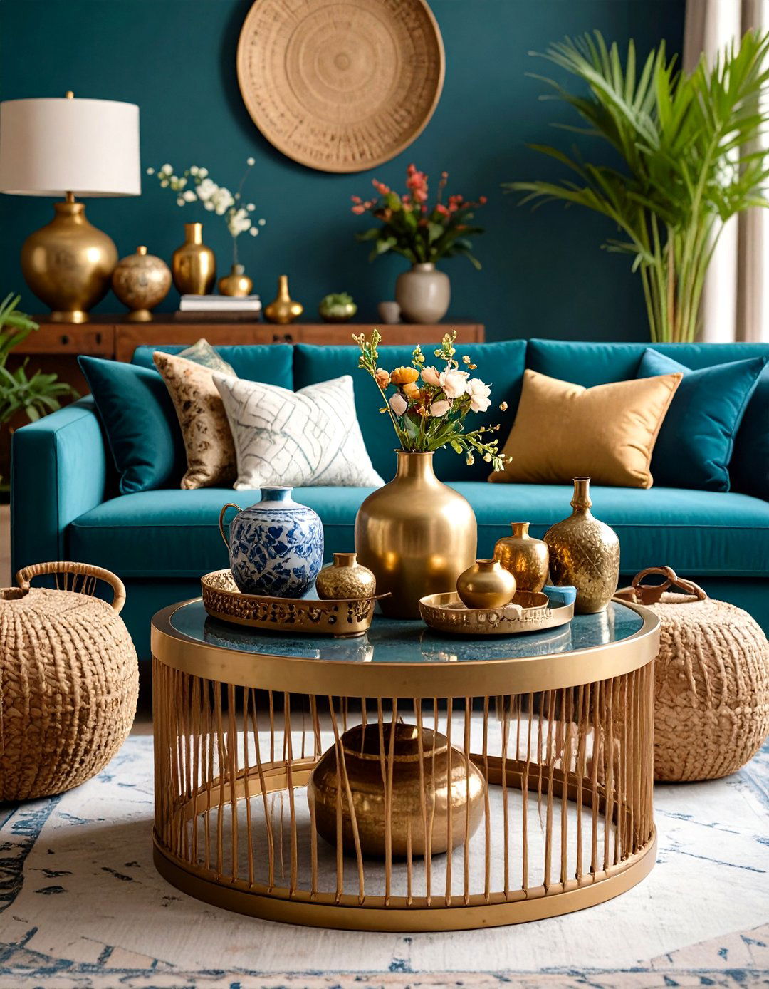 Eclectic Coffee Table Centerpiece with Mixed Materials - 24 Coffee Table Centerpiece Ideas