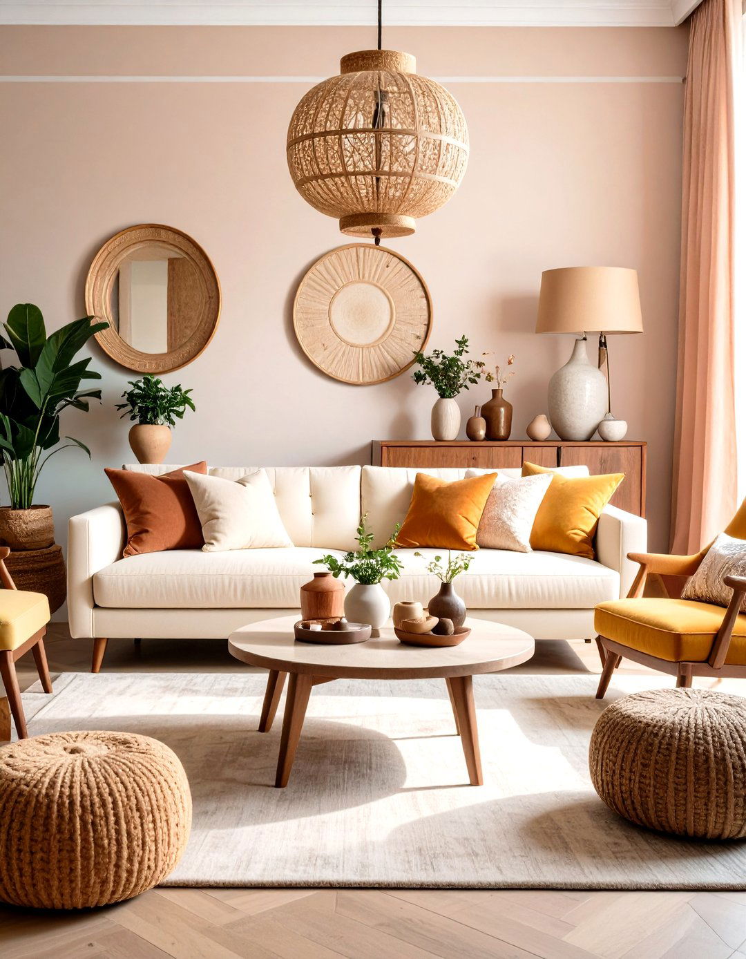 Eclectic Cream Couch with Mixed Vintage Pieces - 24 Cream Couch Living Room Ideas