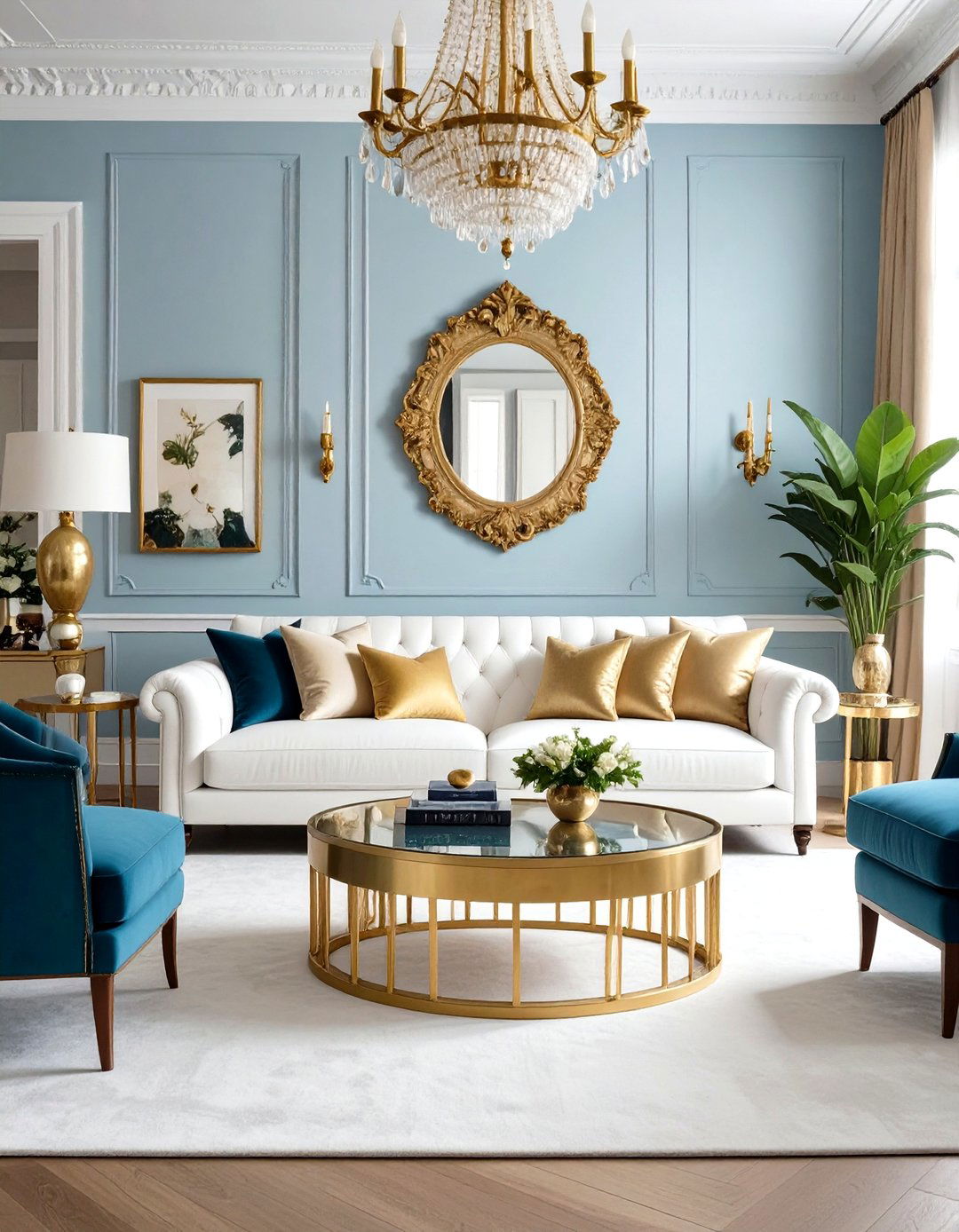 Eclectic Fusion White Gold Living Room - 24 White and Gold Living Room Ideas