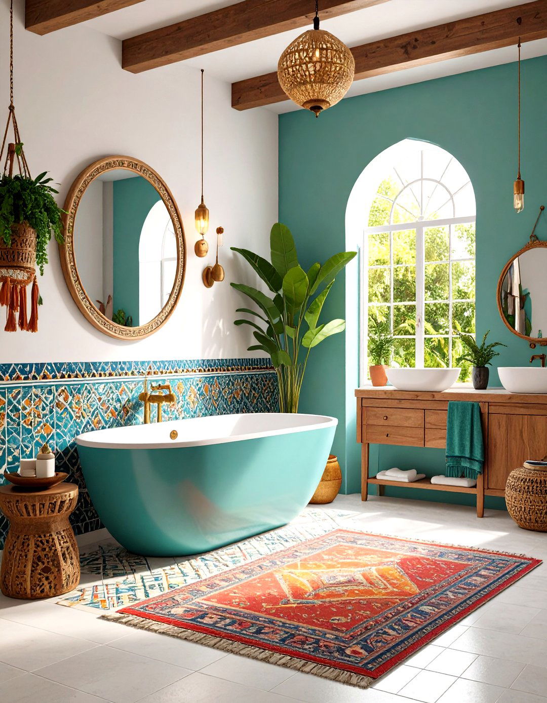Eclectic Global Windowless Bathroom with Cultural Influences - 24 Windowless Bathroom Ideas