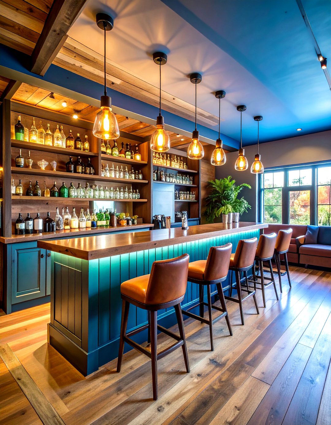 Eclectic Home Bar with Reclaimed Shiplap Backdrop - 24 shiplap accent wall ideas