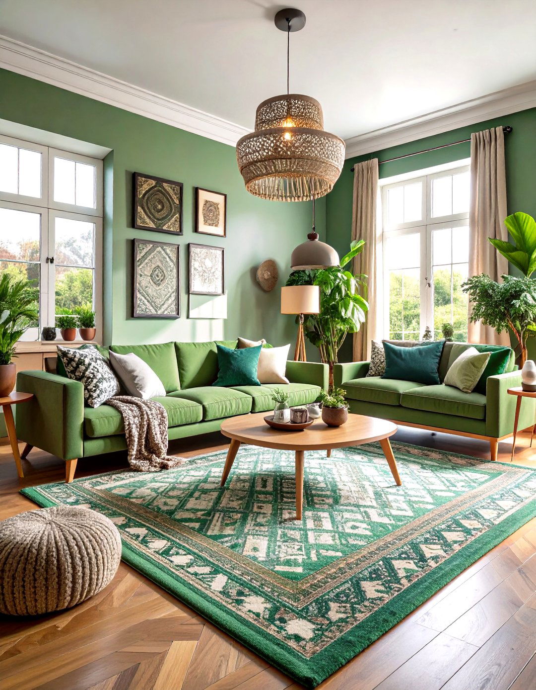 Eclectic Maximalist Green and Grey Showcase - 24 Green and Grey Living Room Ideas