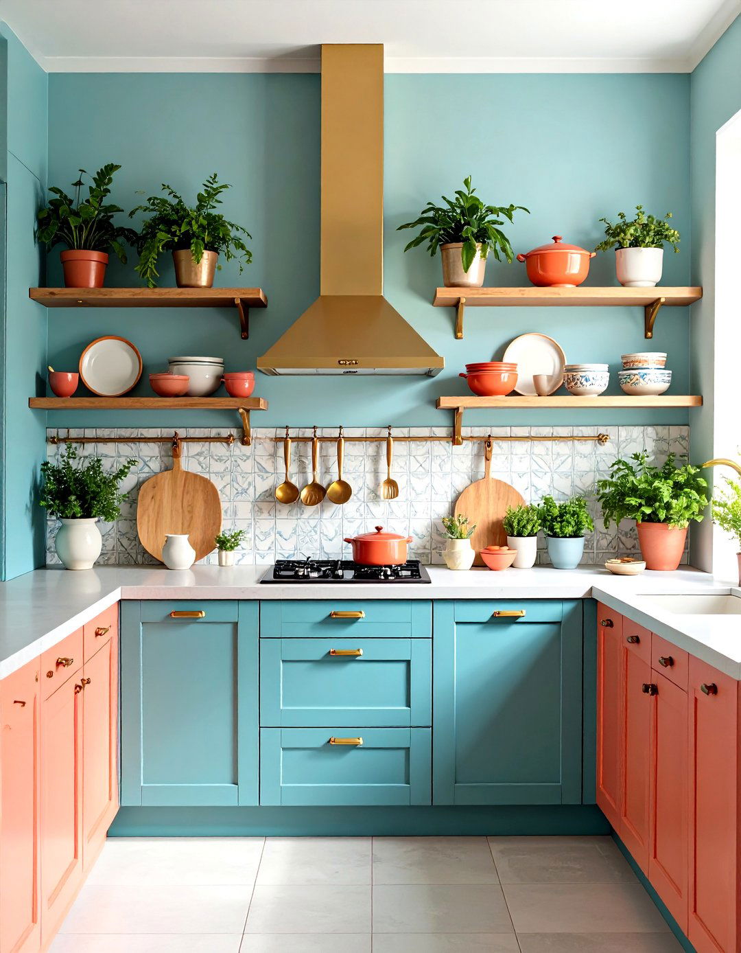 Eclectic Maximalist Kitchen with Bold Colors and Mixed Patterns - 24 Small Kitchen Ideas on a Budget