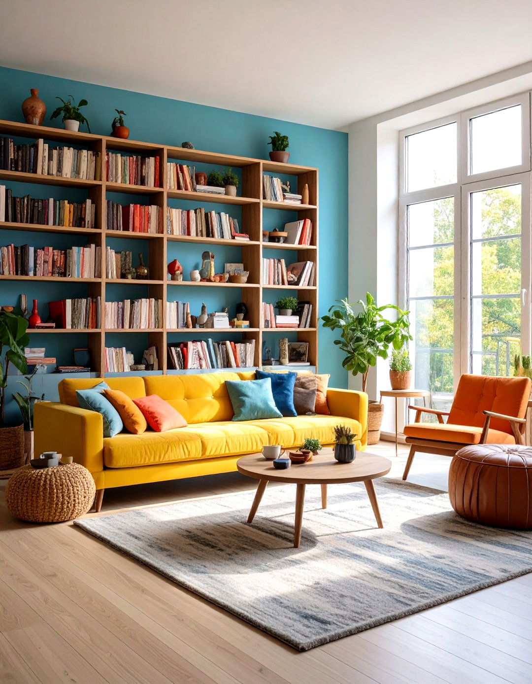 Eclectic Mixed Style Bookcase - 24 Bookcases Around Window Design Ideas