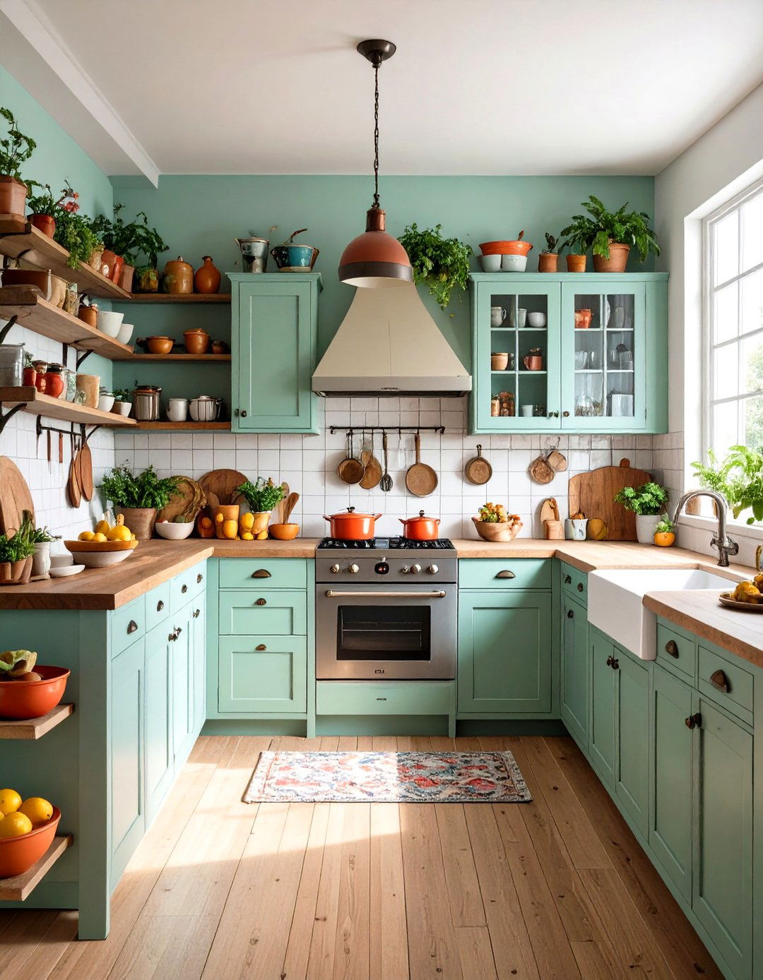 Eclectic Vintage Kitchenette with Mixed Patterns - 24 Kitchenette Ideas