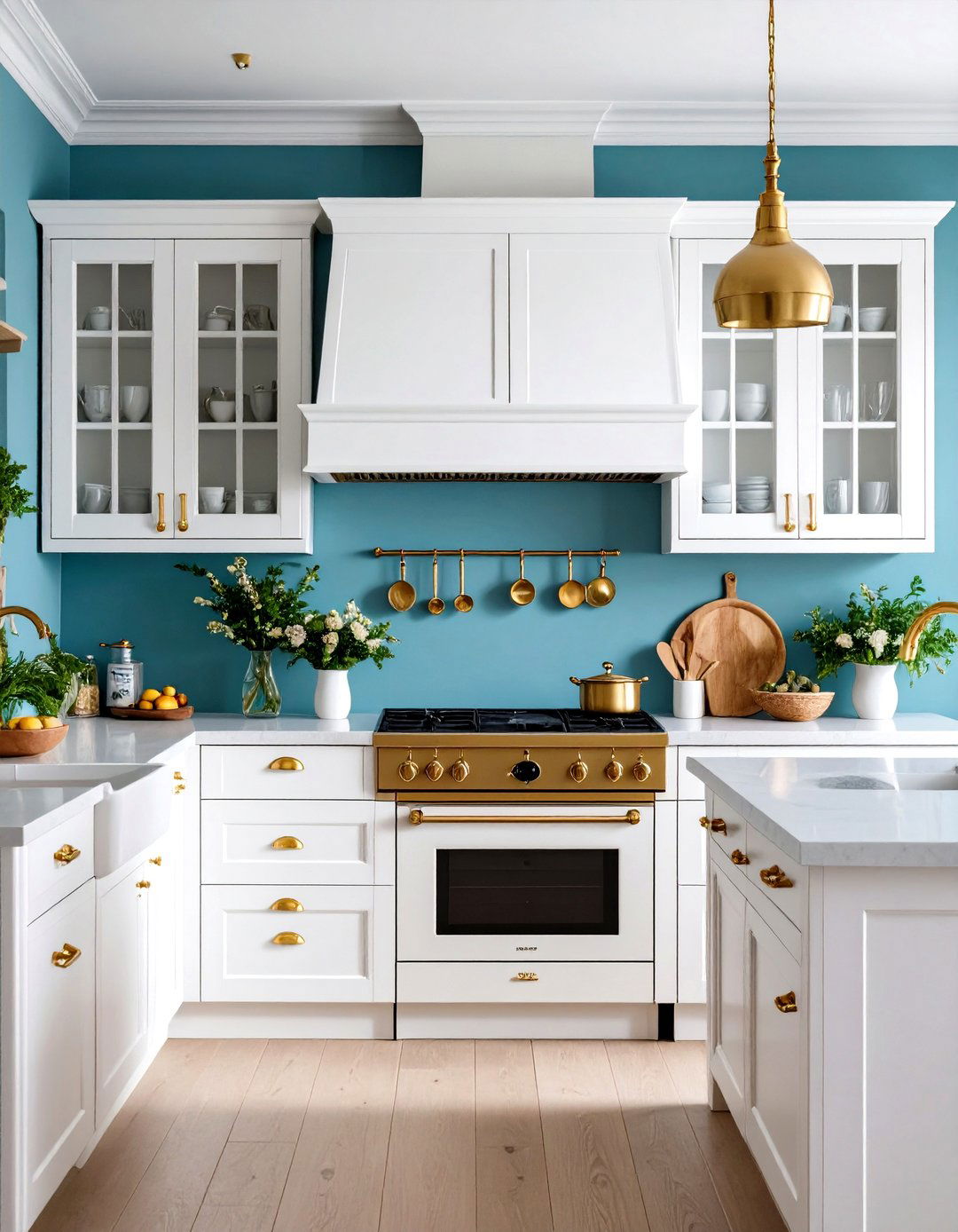 Eclectic White Cabinets with Mixed Gold Hardware Finishes - 24 White Kitchen Cabinets With Gold Hardwar