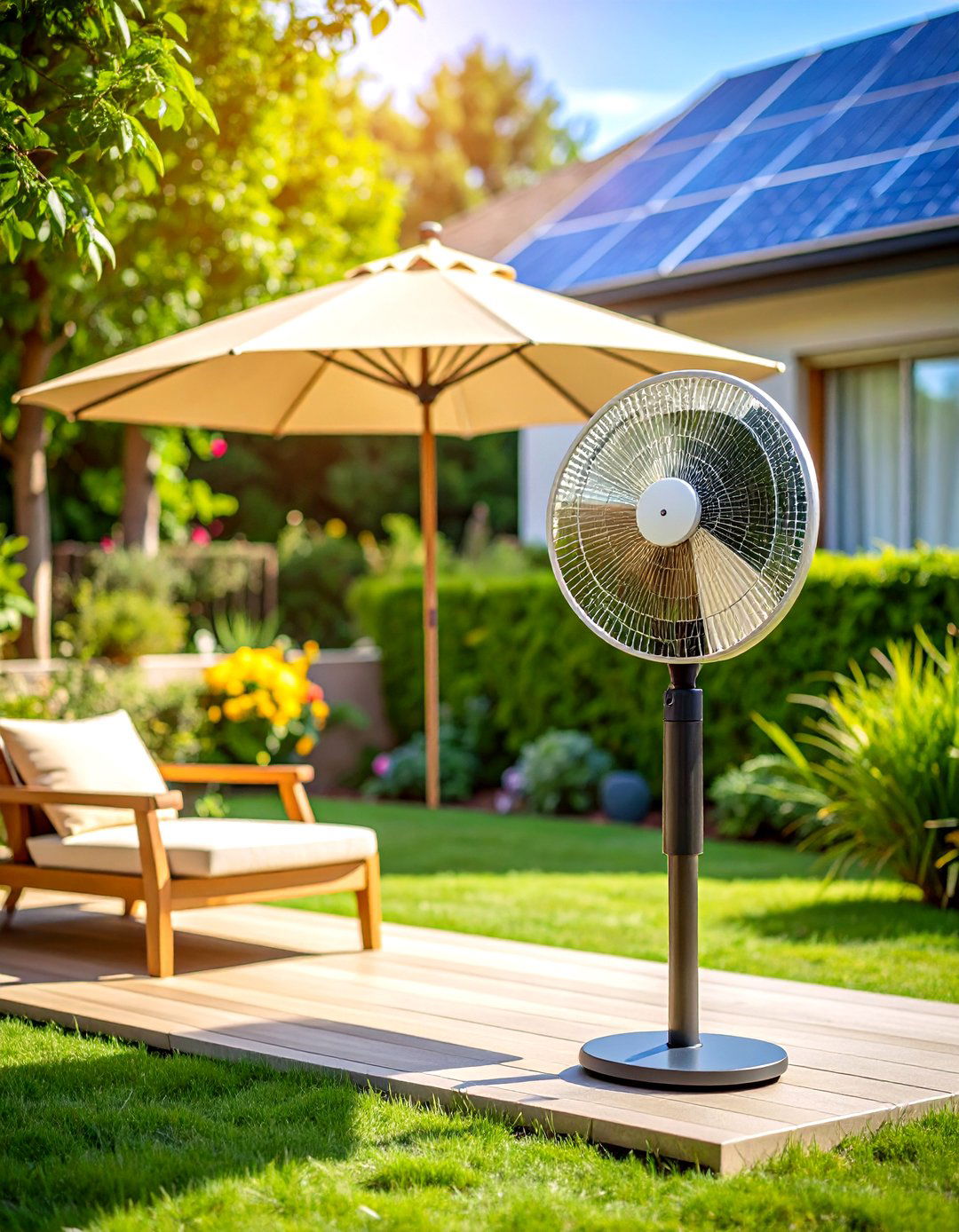 Eco Friendly Patio Fan with Solar Power Integration - 24 Patio Fan Ideas