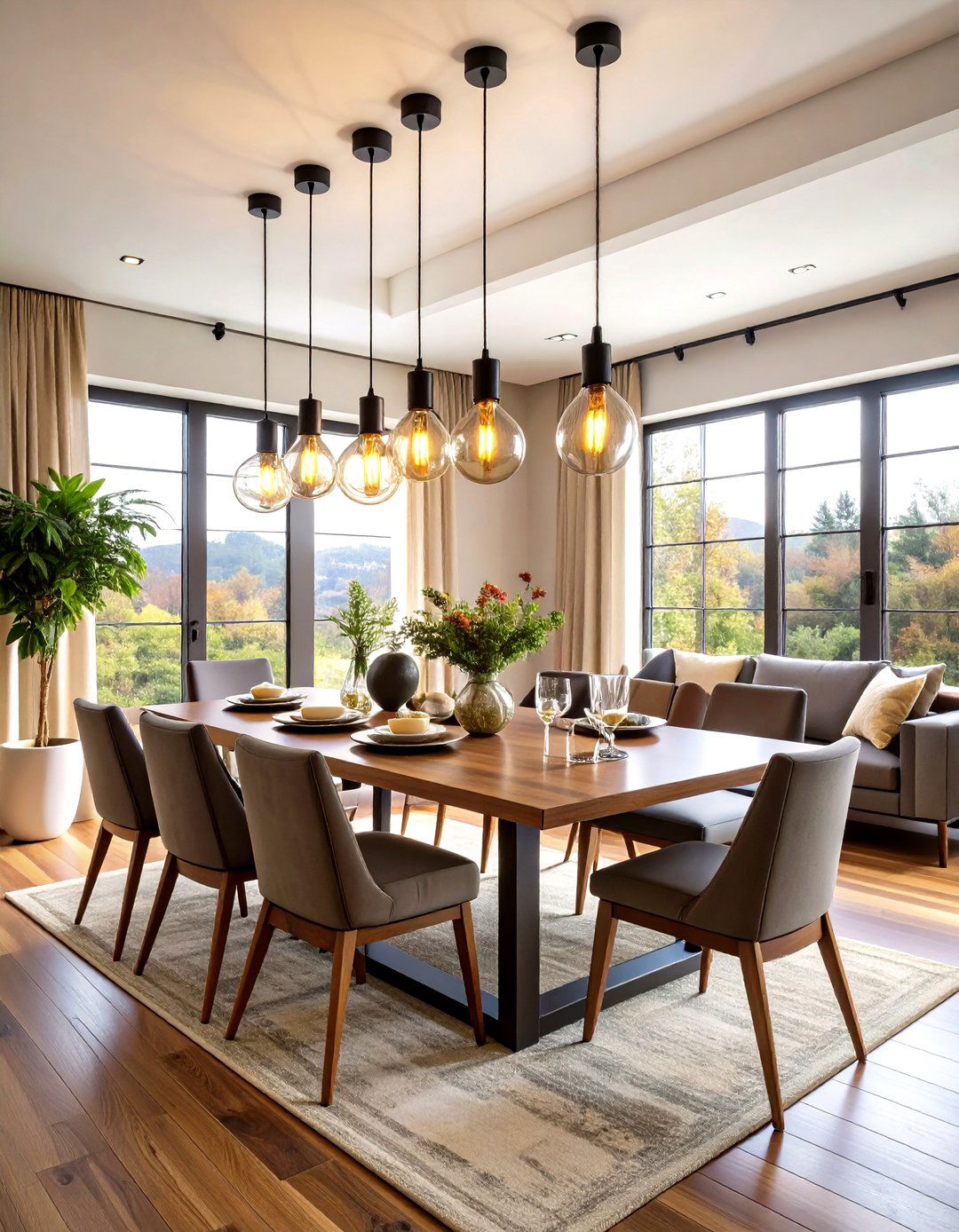 Edison Bulb Chandelier Lighting - 24 Industrial Dining Room Ideas