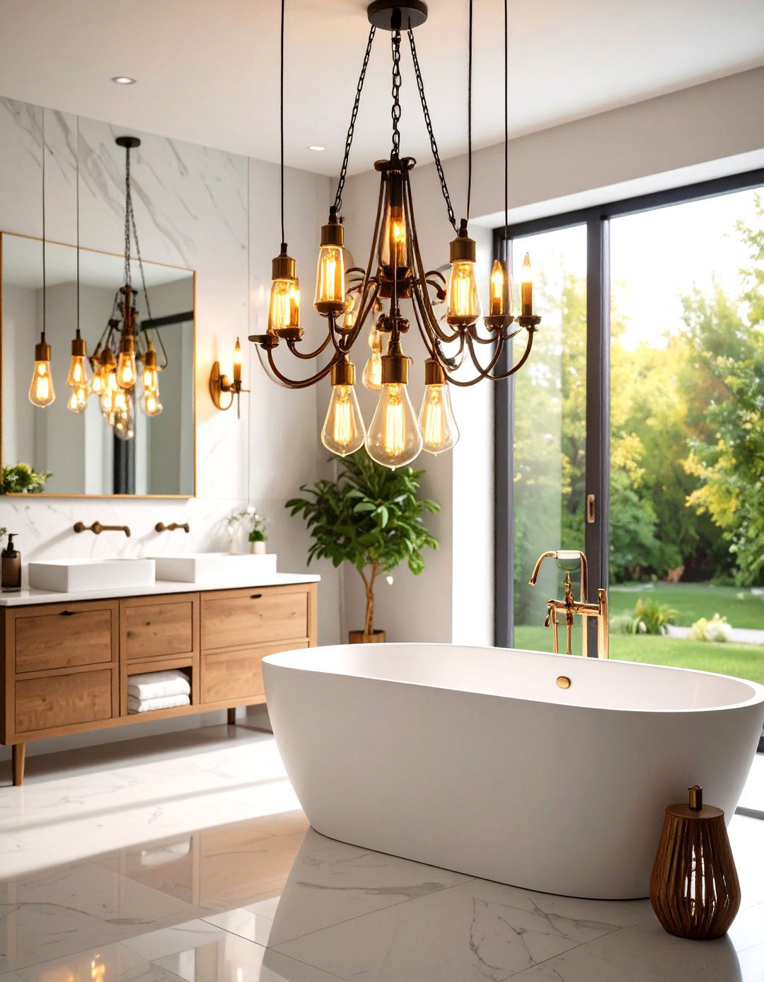 Edison Bulb Light Fixtures - 24 Rustic Bathroom Ideas