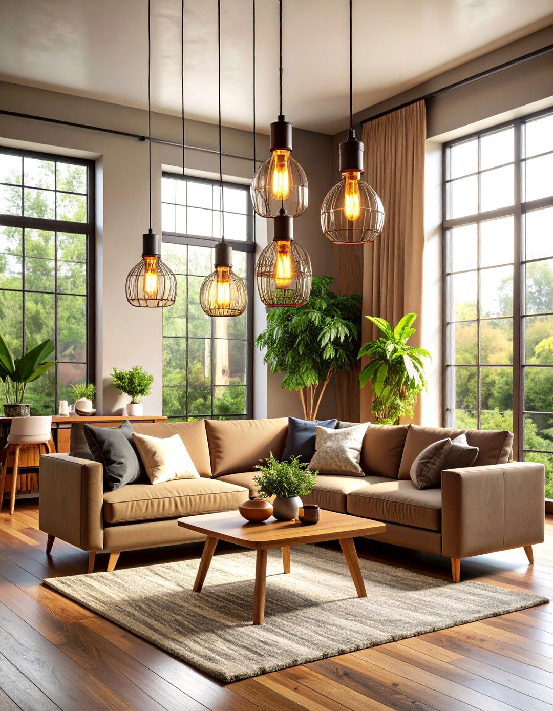 Edison Bulb Pendant Lighting - 24 Industrial Living Room Ideas