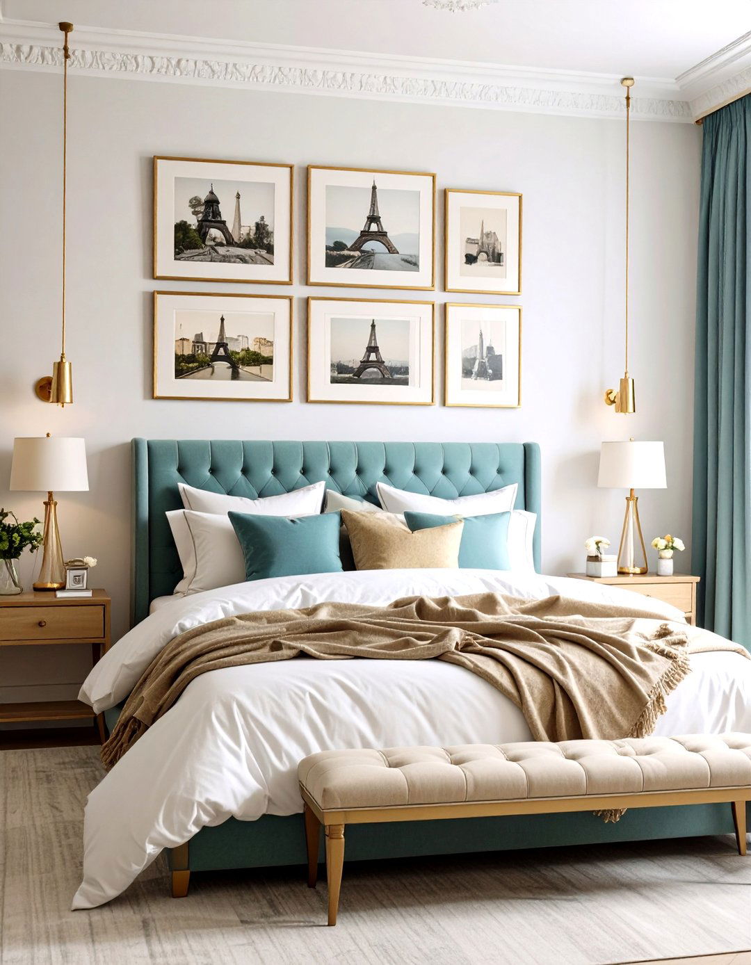 Eiffel Tower Gallery Wall Masterpiece - 24 Paris-themed Bedroom Ideas