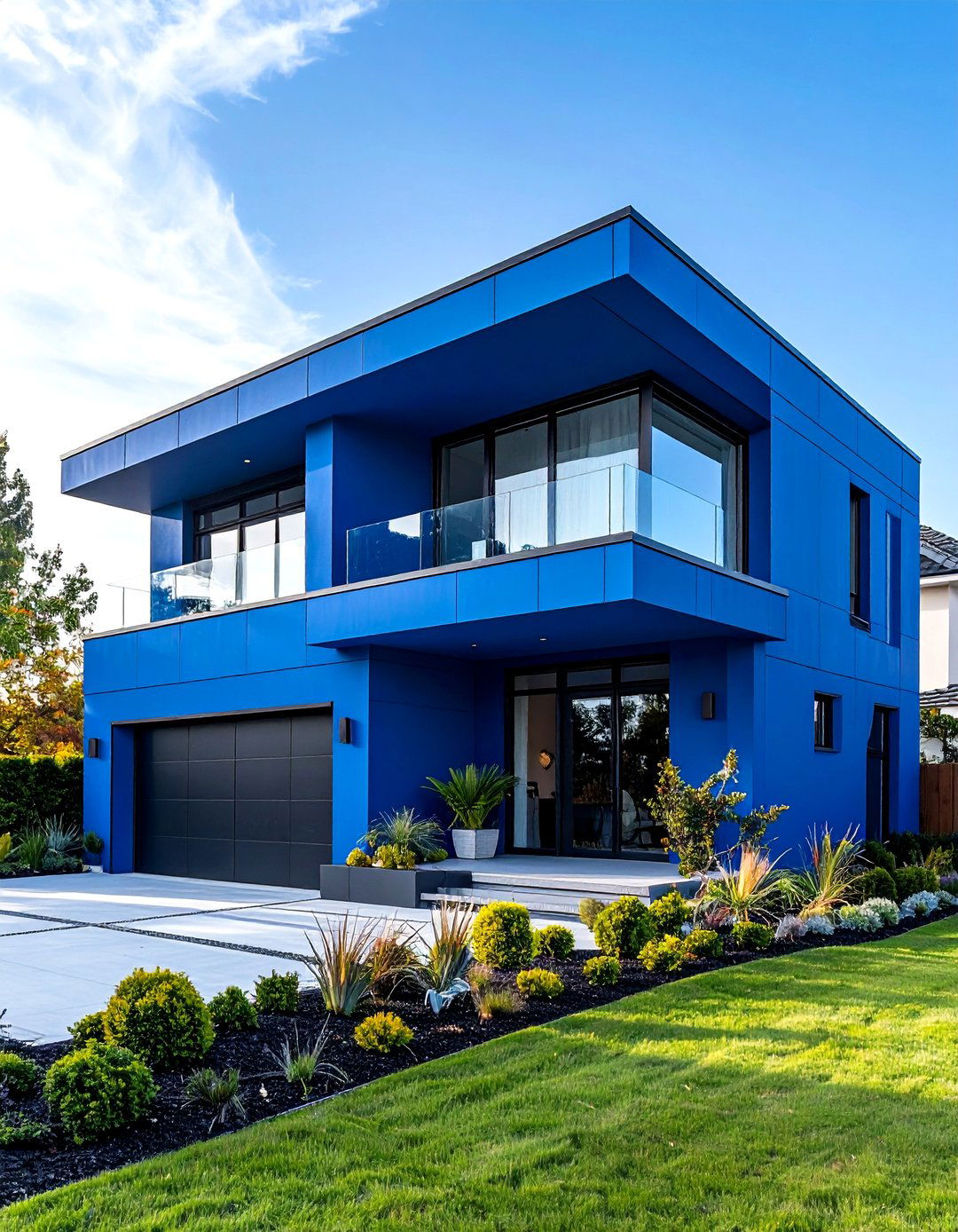 Electric Blue Contemporary Edge - 24 blue exterior house paint ideas