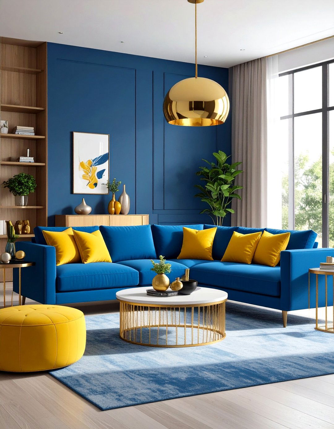 Electric Blue and Golden Yellow Contemporary - 24 Yellow and Blue Living Room Ideas