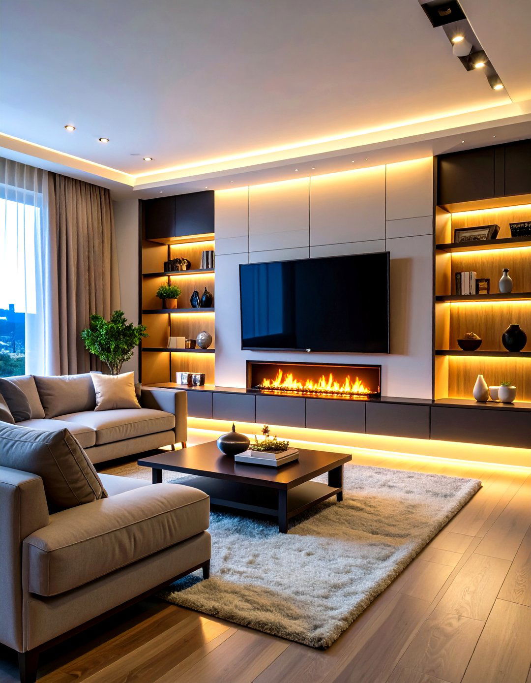 Electric Fireplace Accent Lighting - 24 Electric Fireplace Ideas With Tv Above