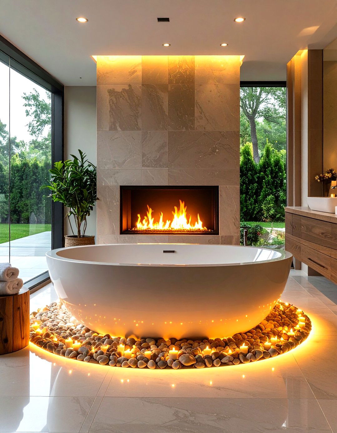 Electric Fireplace Bathroom Luxury Spa - 24 Electric Fireplace Ideas