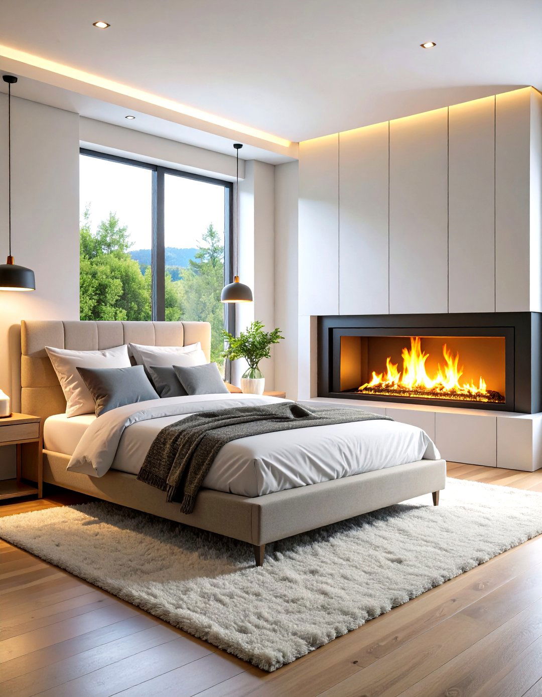 Electric Fireplace Bedroom Romantic Ambiance - 24 Electric Fireplace Ideas