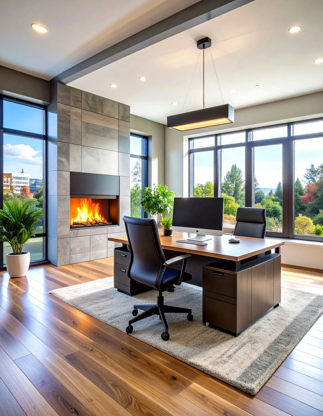 Electric Fireplace Home Office Productivity - 24 Electric Fireplace Ideas