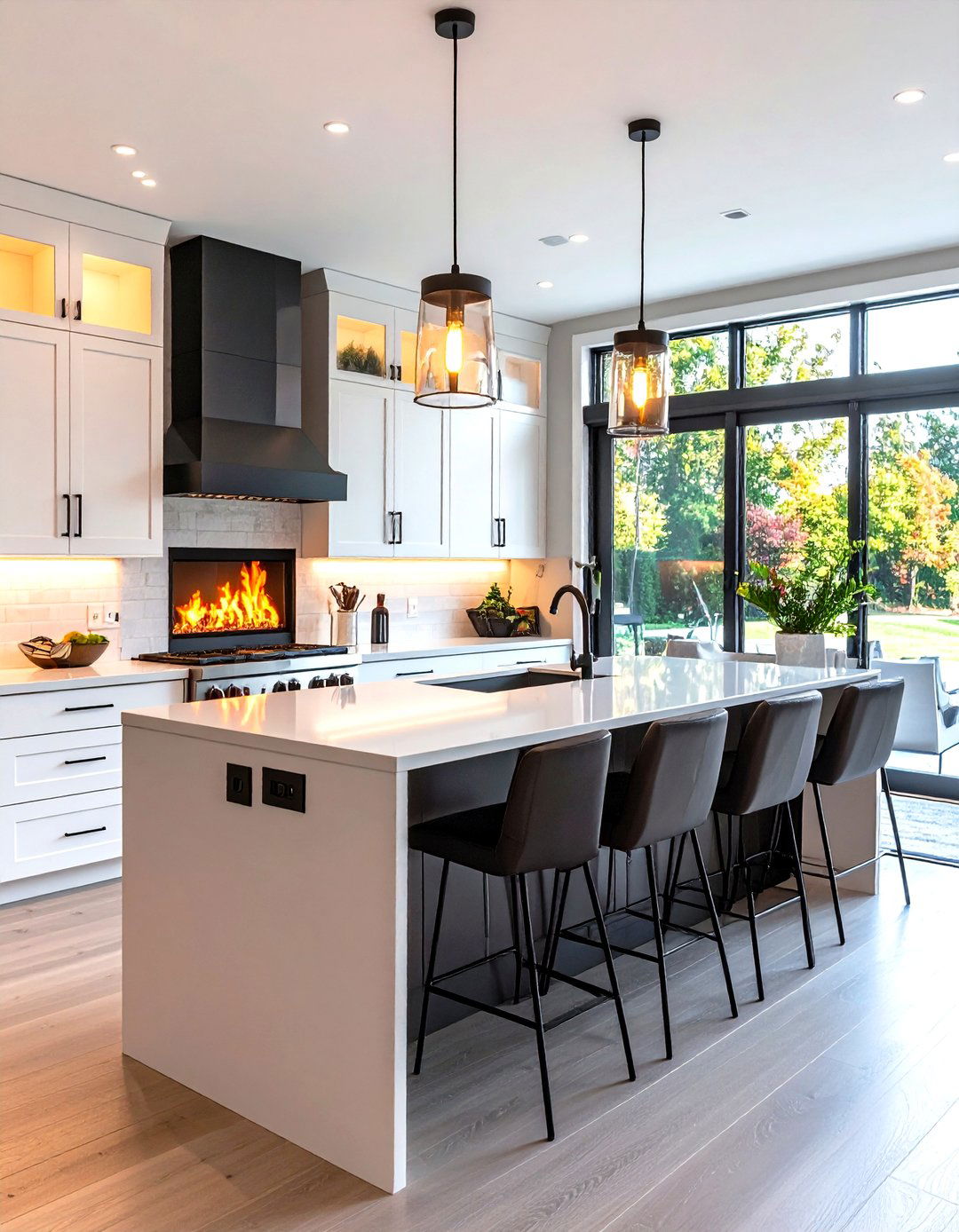 Electric Fireplace Kitchen Island Integration - 24 Electric Fireplace Ideas