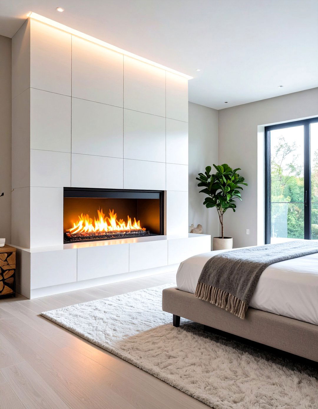 Electric Wall Mounted Fireplace with LED Flame Technology - 24 Fireplace Ideas