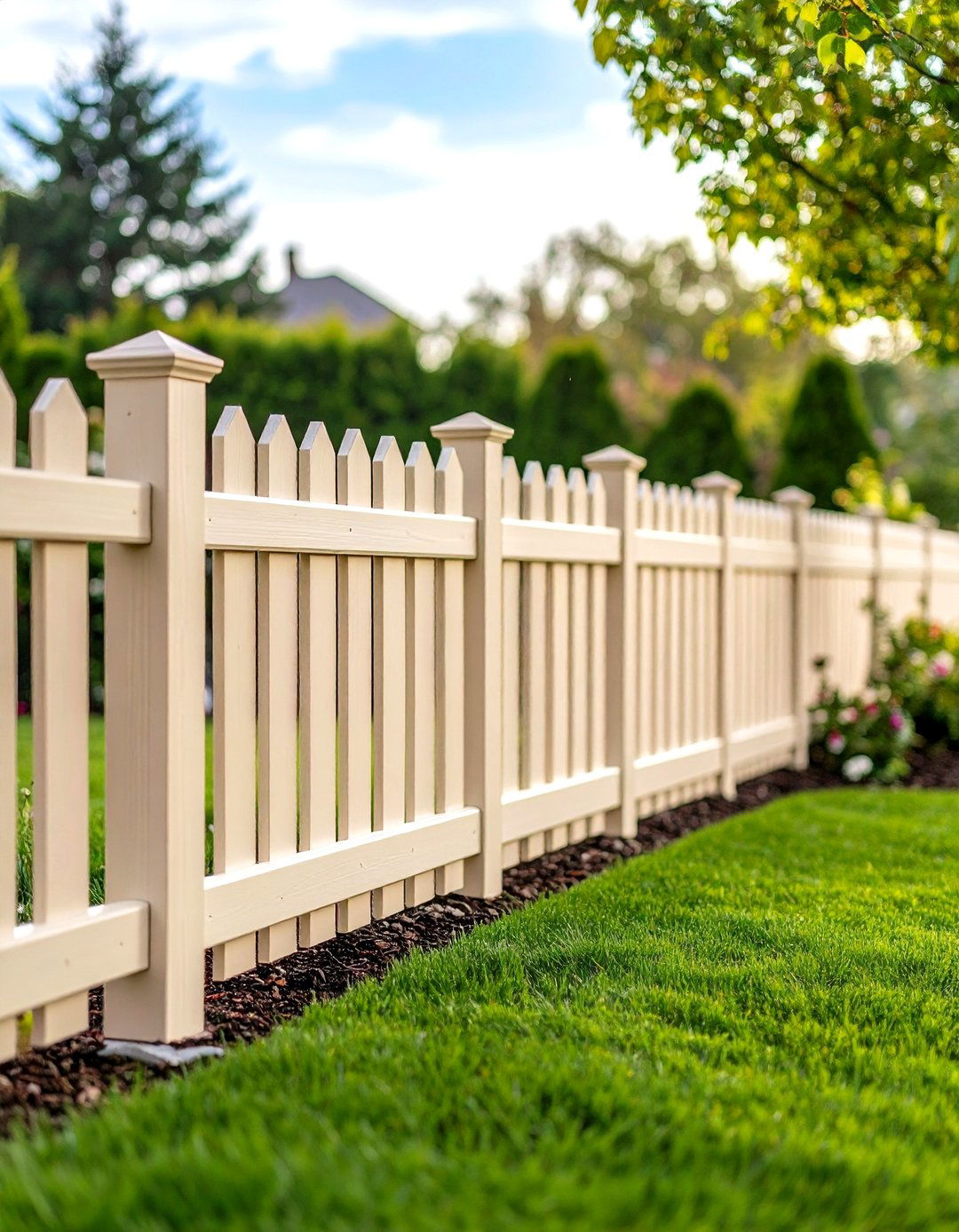 Elegant Almond Vinyl Fence Styling - 24 Vinyl Fence Colors