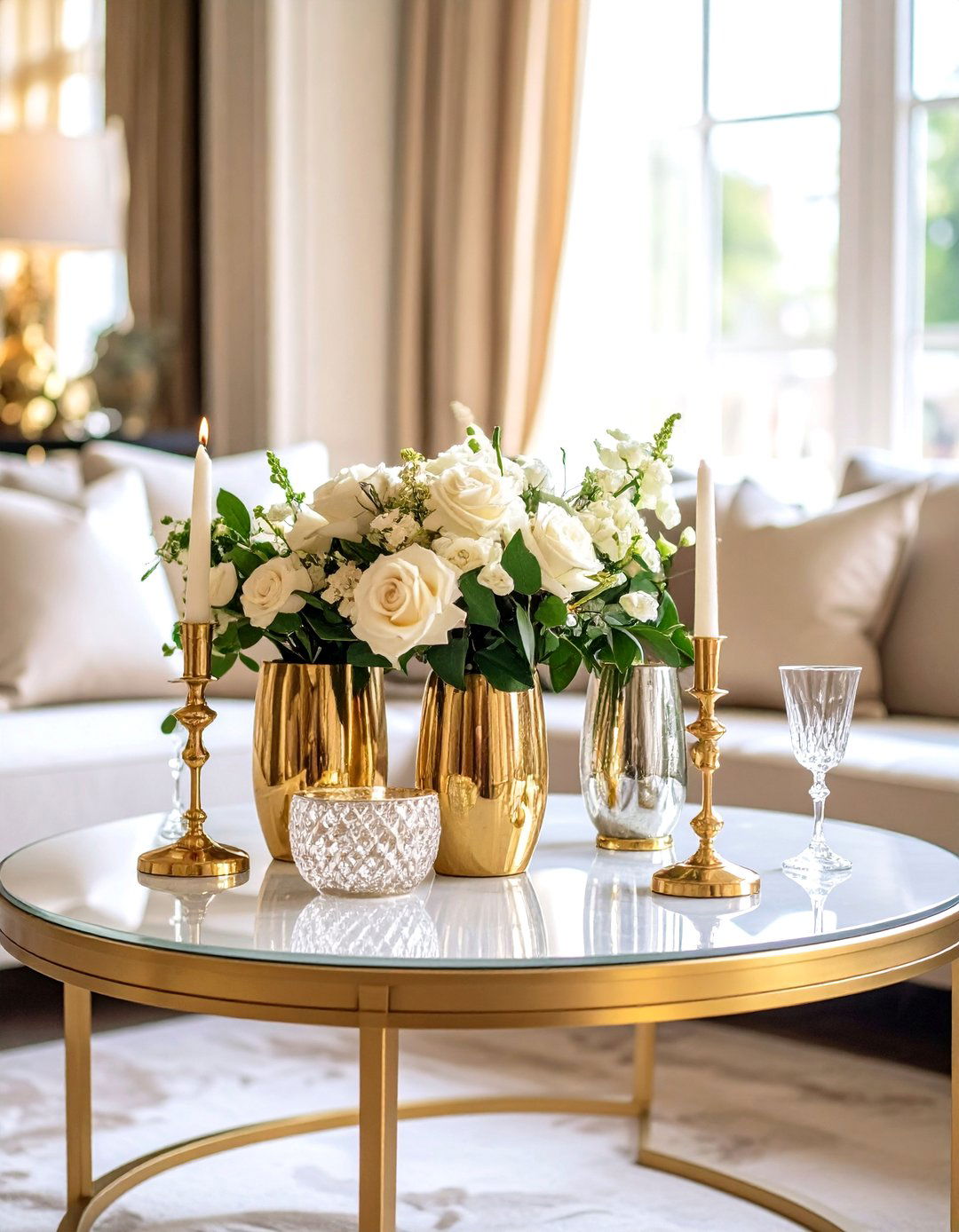 Elegant Coffee Table Centerpiece with Gold Details - 24 Coffee Table Centerpiece Ideas