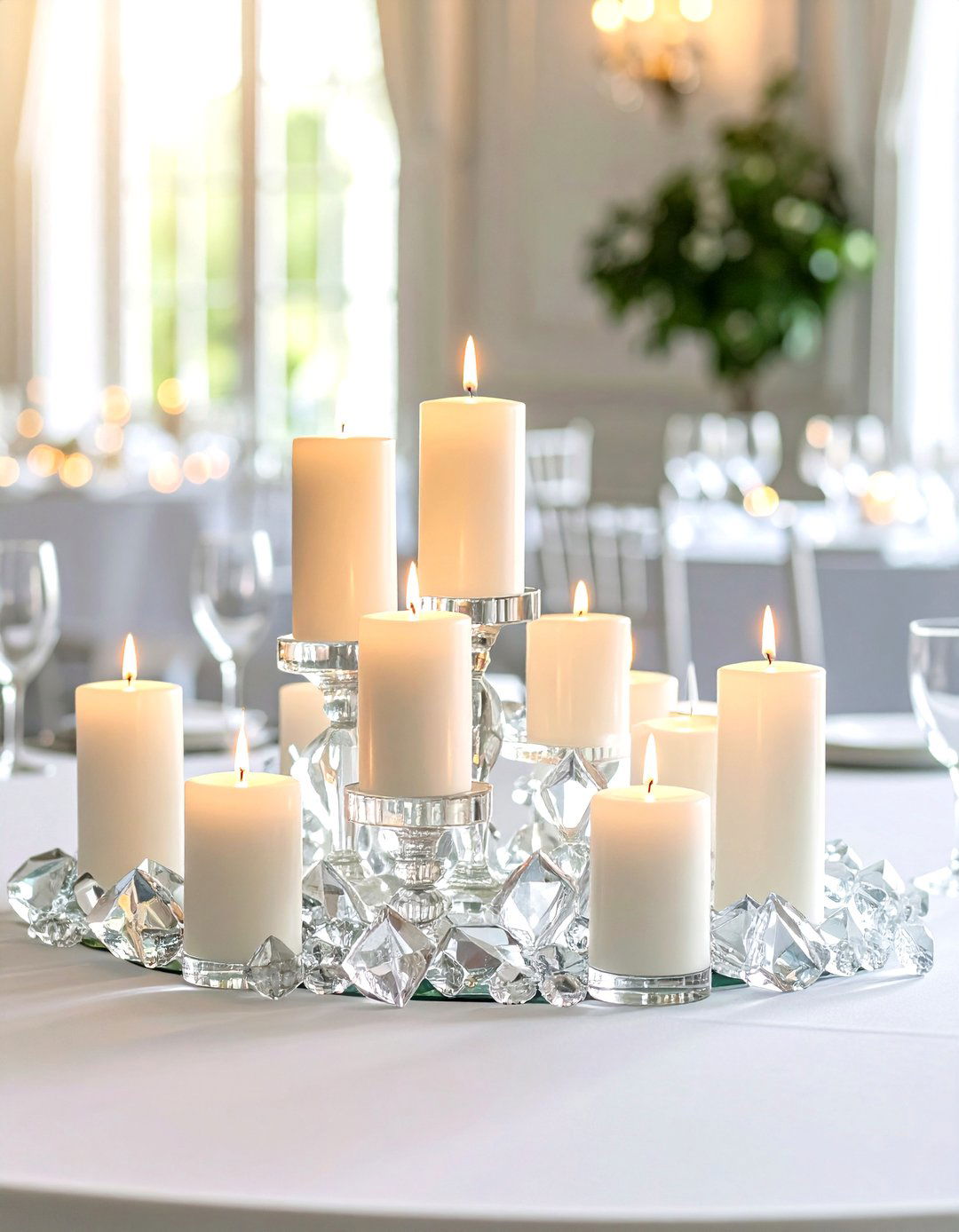 Elegant Crystal and Diamond Accents - 24 Floating Wedding Centerpiece Ideas