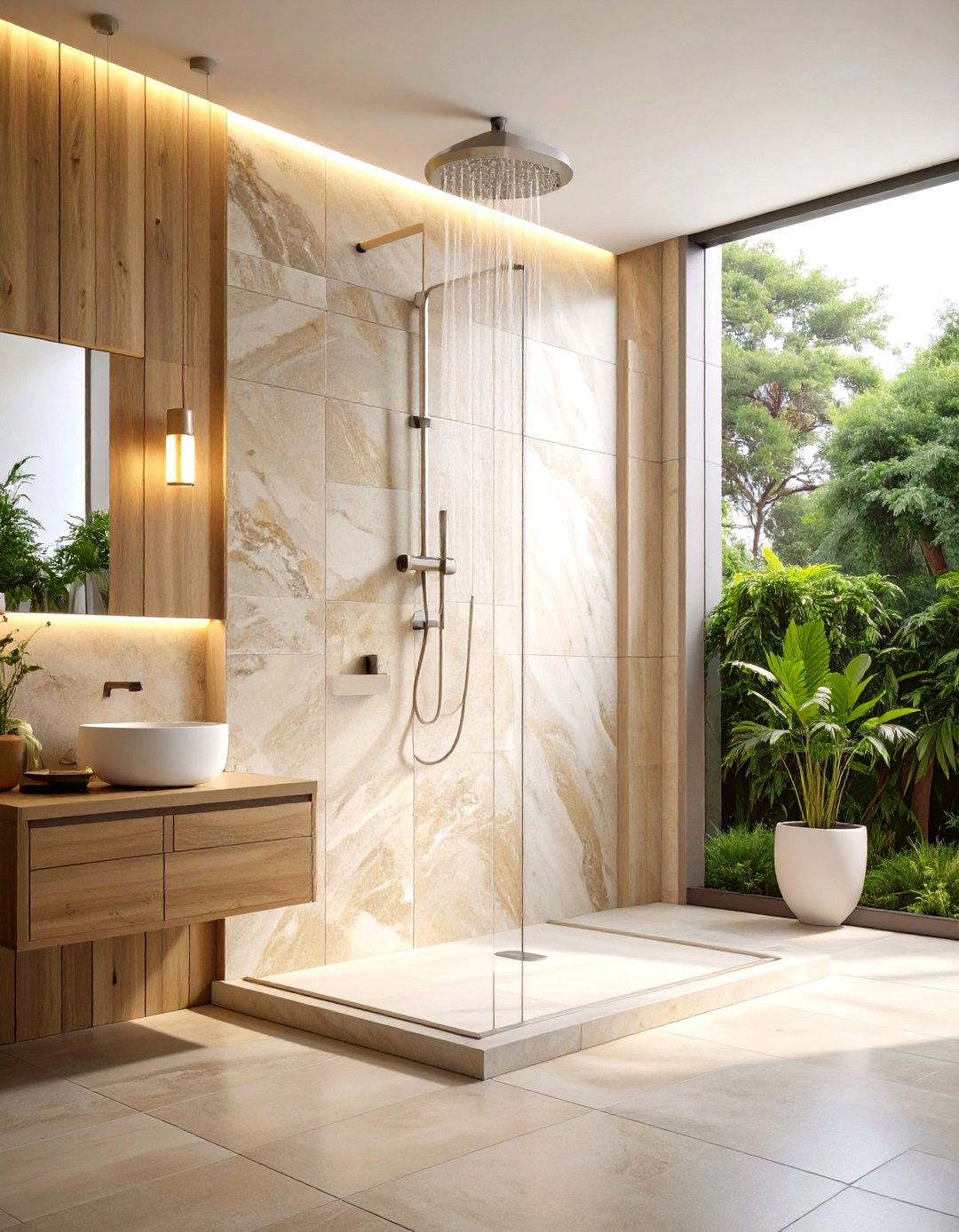 Elegant Limestone Simplicity - 24 Stone Shower Design Ideas