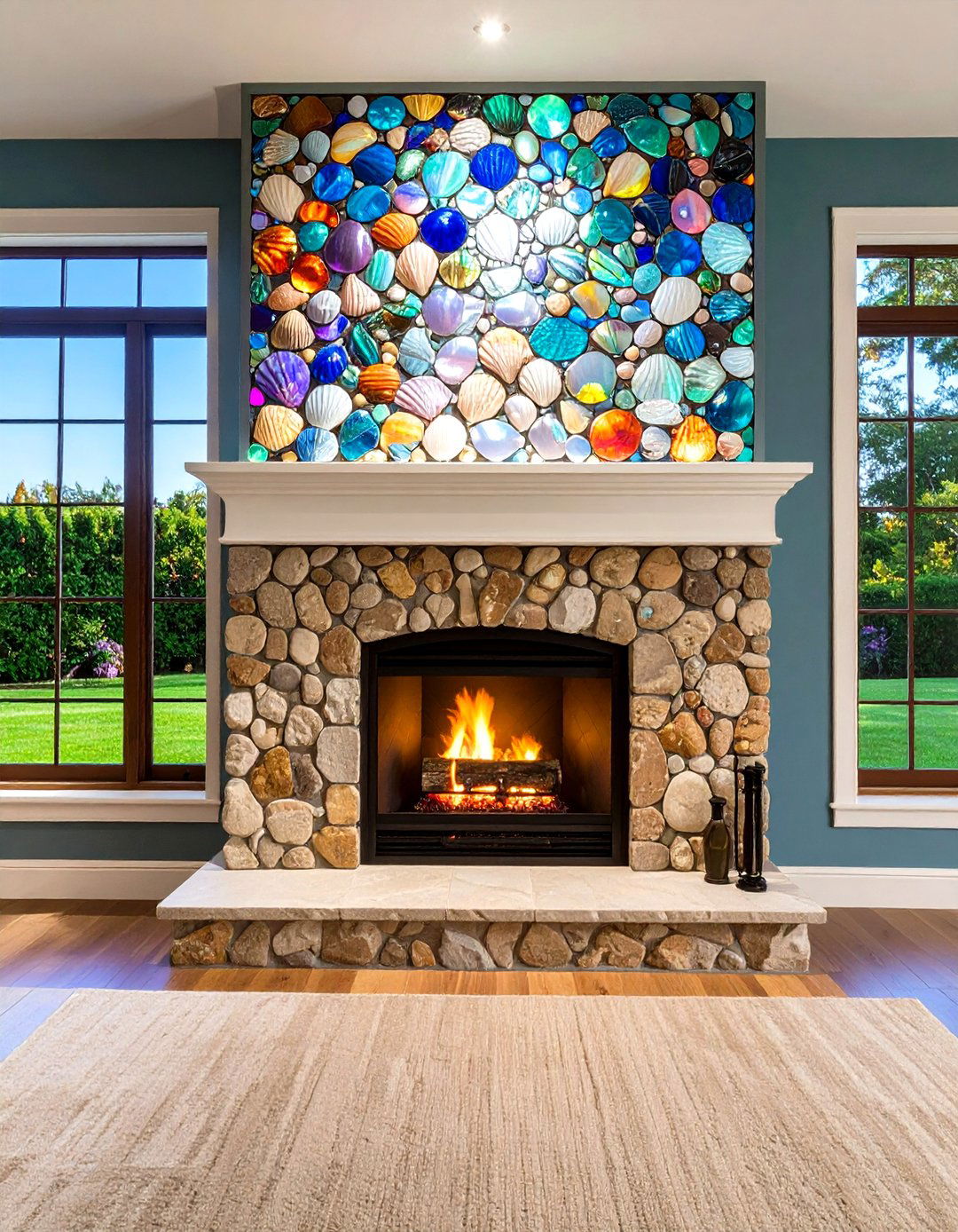 Elegant Mother of Pearl Shell Mosaic - 24 Fireplace Backsplash Ideas