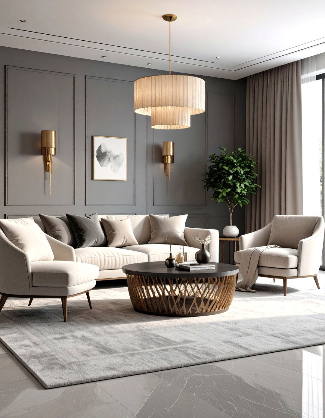 Elegant Neutral Living Room with Sophisticated Accessories - 24 Neutral Living Room Ideas