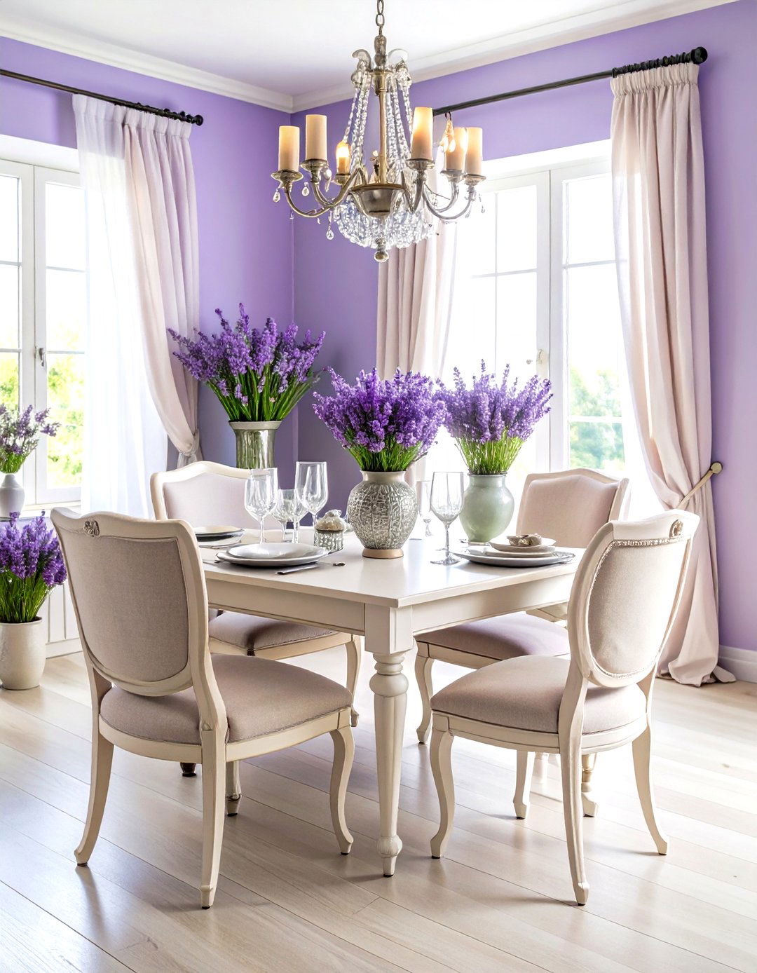 Elegant Provence Inspired Dining Room with Lavender Accents - 24 French Country Dining Room Ideas